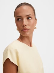 Forever New Yellow Georgina Bubble Hem Top Contains Linen - Image 5 of 5