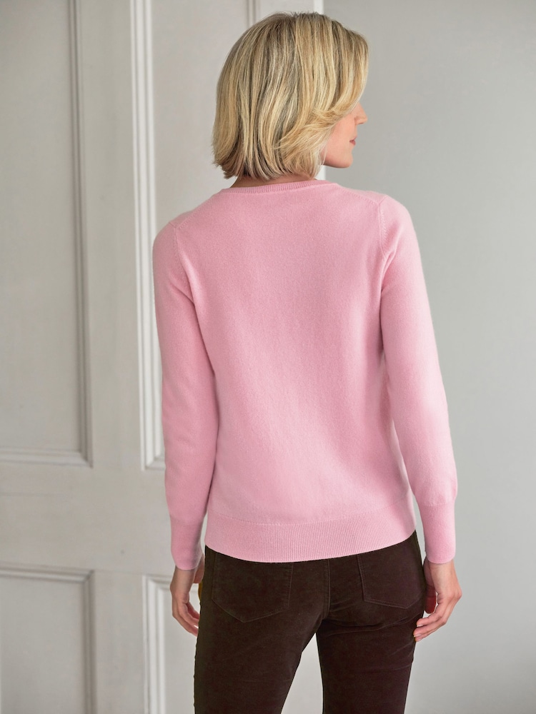 Pfirsich, pink - Pure Collection Kaschmirpullover mit Rundhalsausschnitt - Bild 2 von 4