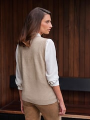 Pure Collection Camel Cashmere Knitted 100% Cotton Tank - Image 2 of 4