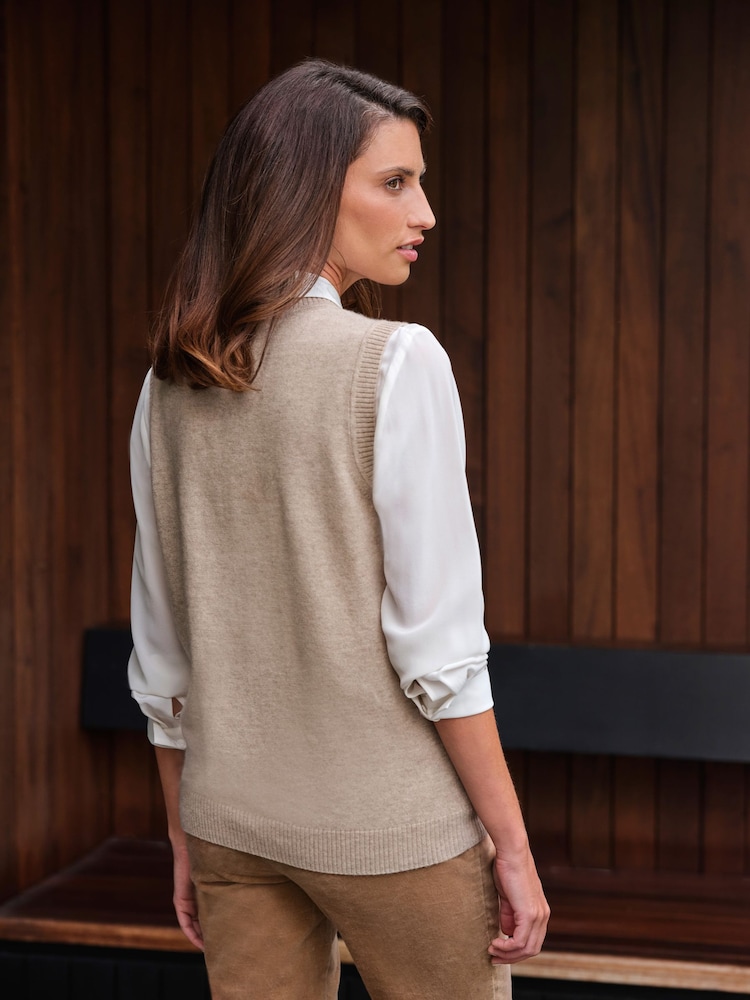 Pure Collection Camel Cashmere Knitted 100% Cotton Tank - Image 2 of 4