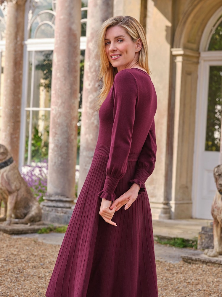 Pure Collection Purple Scallop Neck Dress - Image 2 of 3