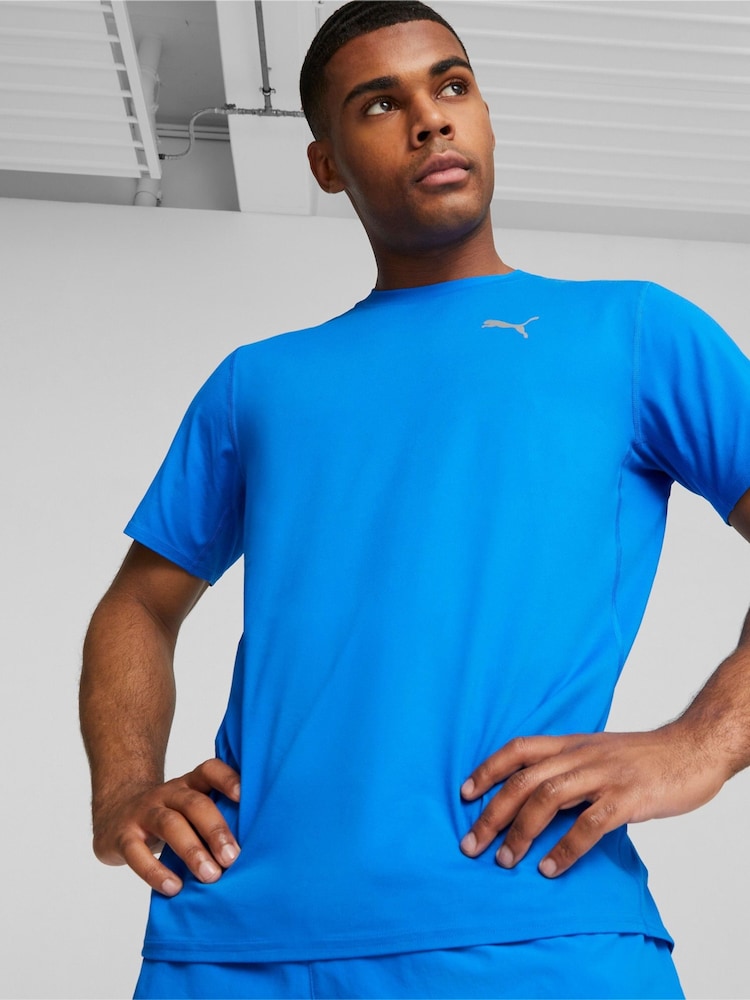 Puma Blue Mens Cloudspun Running 100% Cotton T-Shirt - Image 1 of 7