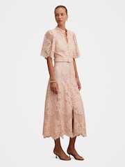 Forever New Pink Liberty Flutter Sleeves Lace Midi Dress - Image 1 of 4