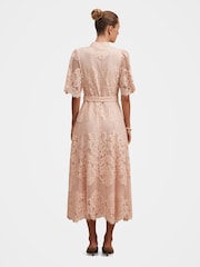 Forever New Pink Liberty Flutter Sleeves Lace Midi Dress - Image 2 of 4