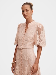 Forever New Pink Liberty Flutter Sleeves Lace Midi Dress - Image 3 of 4