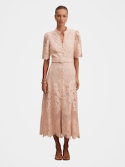 Forever New Pink Liberty Flutter Sleeves Lace Midi Dress - Image 4 of 4