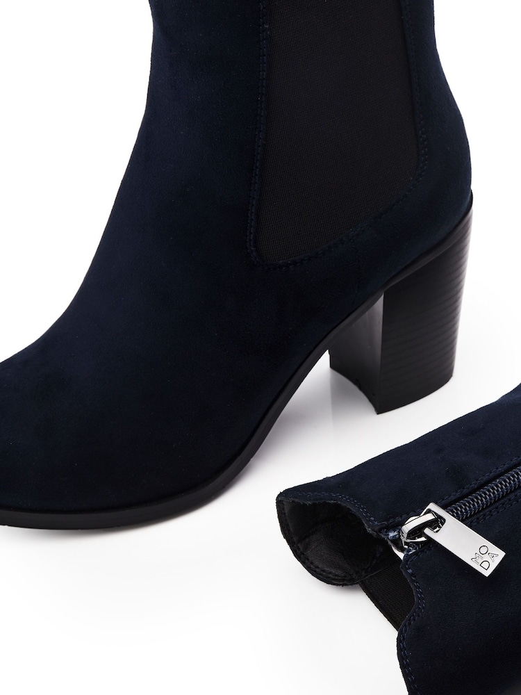 Moda in Pelle Blue Briee Chelsea Block Heel Ankle Boots - Image 4 of 4