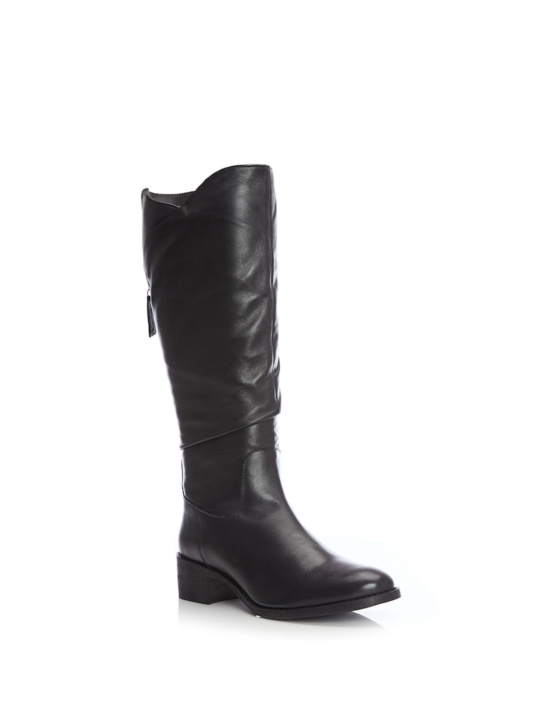 Moda in Pelle Luche Ruched Long Black Boots With Back Zip - Image 1 of 5 Moda in Pelle Luche Ruched Long Black Boots With Back Zip - Image 1 of 5