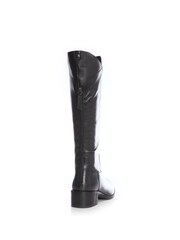 Moda in Pelle Luche Ruched Long Black Boots With Back Zip - Image 3 of 5