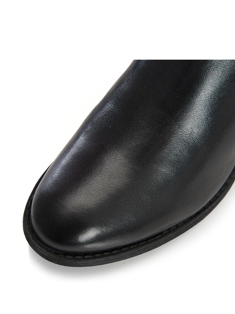 Moda in Pelle Luche Ruched Long Black Boots With Back Zip - Image 5 of 5