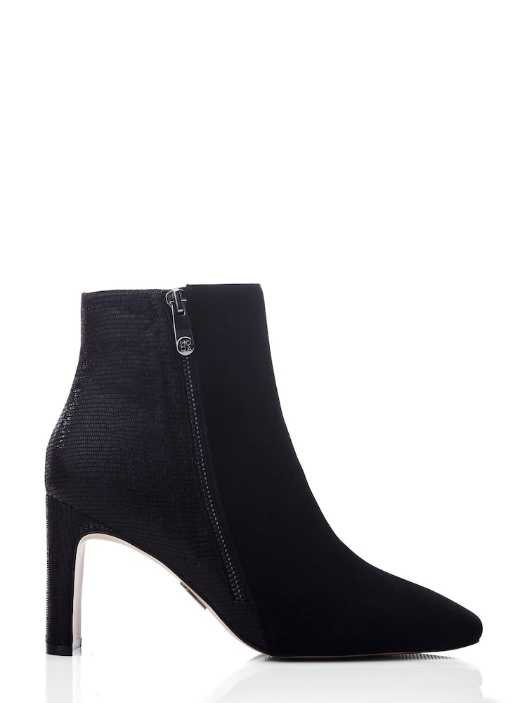 Moda in Pelle Kyrye Black Smart Boots With Set Back Heel And Croc Emboss Back - Image 2 of 5