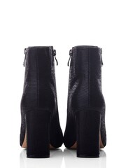 Moda in Pelle Kyrye Black Smart Boots With Set Back Heel And Croc Emboss Back - Image 4 of 5