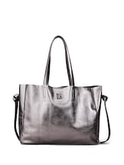 Moda in Pelle Indie Grey Oversized Tote Bag With Pouch - Image 1 of 4