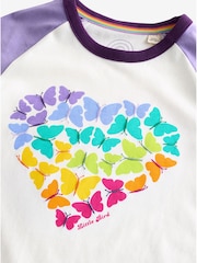 Little Bird by Jools Oliver Purple Short Sleeve Raglan Colourful 100% Cotton T-Shirt - Image 2 of 5