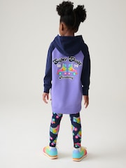 Little Bird by Jools Oliver Purple Roller Skate Longline 100% Cotton Hoodie and Leggings Set - Image 2 of 8