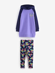 Little Bird by Jools Oliver Purple Roller Skate Longline 100% Cotton Hoodie and Leggings Set - Image 5 of 8