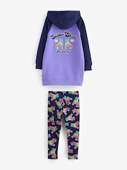 Little Bird by Jools Oliver Purple Roller Skate Longline 100% Cotton Hoodie and Leggings Set - Image 6 of 8