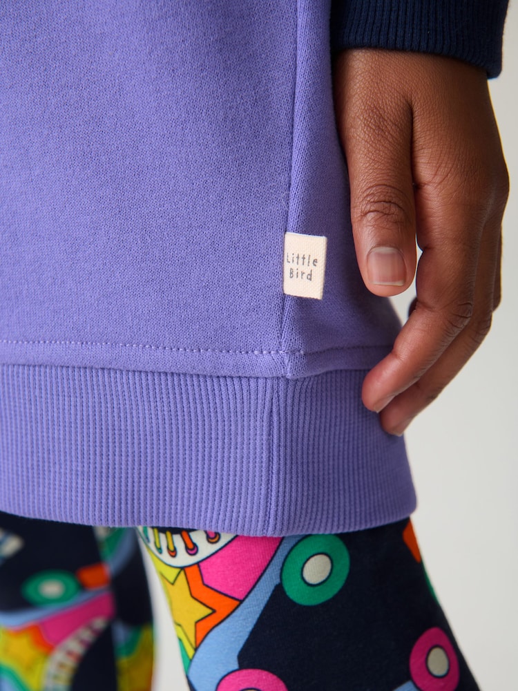 Little Bird by Jools Oliver Purple Roller Skate Longline 100% Cotton Hoodie and Leggings Set - Image 8 of 8