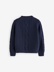 Little Bird by Jools Oliver Navy Knitted Cable 100% Cotton Cardigan - Image 2 of 7