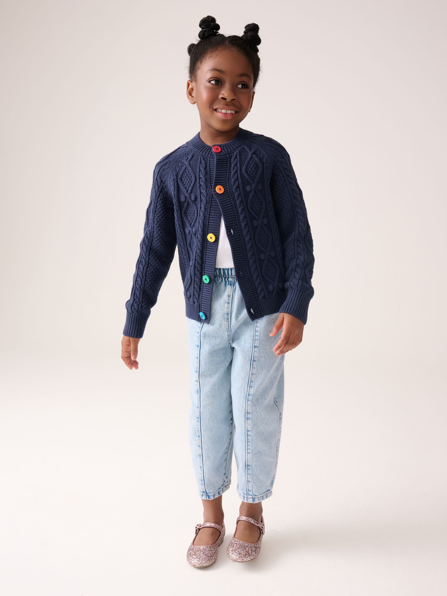 Buy Little Bird by Jools Oliver Navy Knitted Cable Cotton Cardigan from