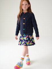 Little Bird by Jools Oliver Navy Knitted Cable 100% Cotton Cardigan - Image 4 of 7