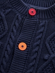 Little Bird by Jools Oliver Navy Knitted Cable 100% Cotton Cardigan - Image 7 of 7