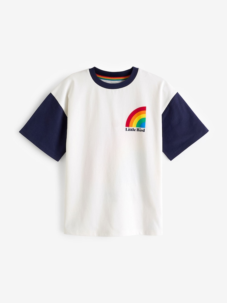 Little Bird by Jools Oliver Navy/Ecru Short Sleeve Raglan Colourful 100% Cotton T-Shirt - Image 1 of 7