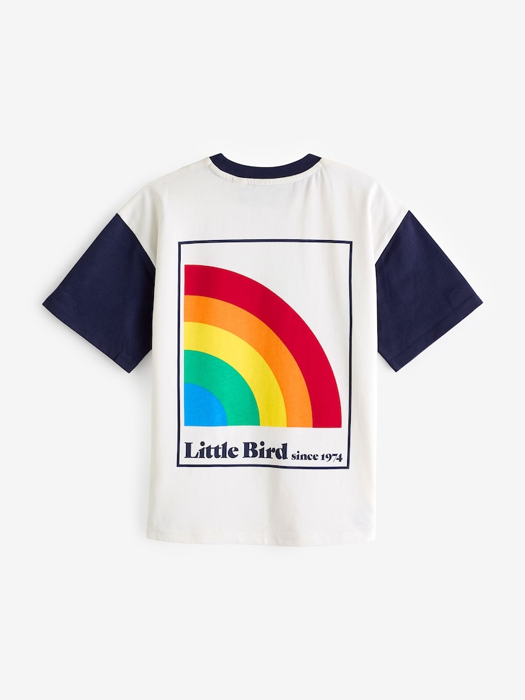 Little Bird by Jools Oliver Navy/Ecru Short Sleeve Raglan Colourful 100% Cotton T-Shirt - Image 2 of 7