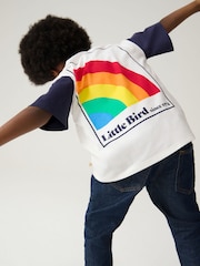 Little Bird by Jools Oliver Navy/Ecru Short Sleeve Raglan Colourful 100% Cotton T-Shirt - Image 4 of 7