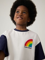 Little Bird by Jools Oliver Navy/Ecru Short Sleeve Raglan Colourful 100% Cotton T-Shirt - Image 6 of 7