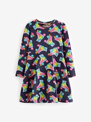 Little Bird by Jools Oliver Navy Long Sleeve Skater Dress - Image 4 of 7