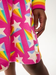 Little Bird by Jools Oliver Pink 100% Cotton Rainbow Star Sweat Dress - Image 3 of 7