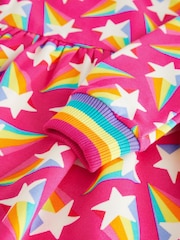 Little Bird by Jools Oliver Pink 100% Cotton Rainbow Star Sweat Dress - Image 7 of 7