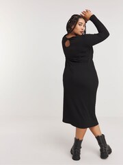 Simply Be Black Textured Long Sleeve Dress - Image 2 of 4