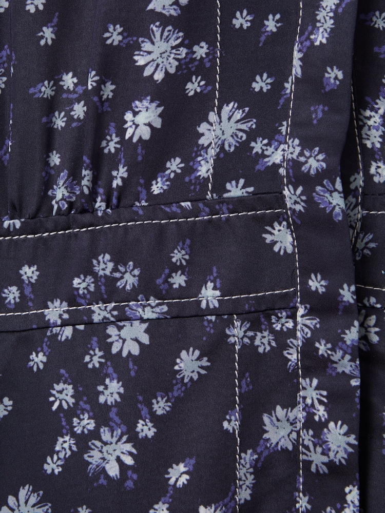 Reiss Navy Print Joanne 13-14 yrs Printed Puff Sleeve Dress - Image 6 of 6