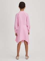 Reiss Pink Erica 9-13 yrs Zip Front Asymmetric Dress - Image 4 of 6