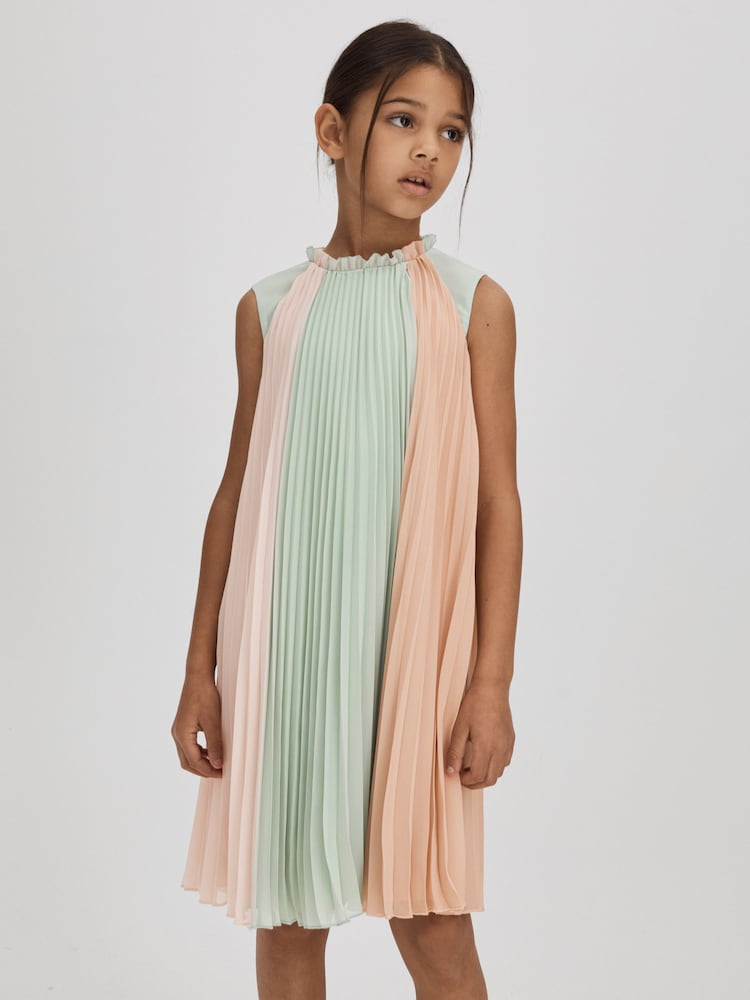 Reiss Pink Pixie 9-13 yrs Pleated Ruffle Dress - Image 1 of 6 Reiss Pink Pixie 9-13 yrs Pleated Ruffle Dress - Image 1 of 6