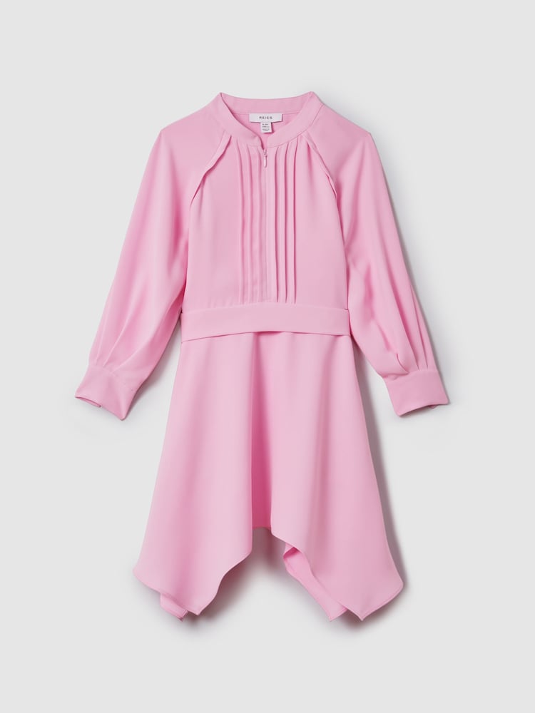Reiss Pink Erica 4-9 yrs Zip Front Asymmetric Dress - Image 2 of 6