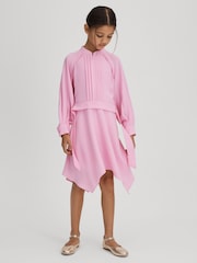 Reiss Pink Erica 4-9 yrs Zip Front Asymmetric Dress - Image 3 of 6