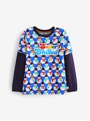 Little Bird by Jools Oliver Blue Long Sleeve Colourful T-Shirt - Image 1 of 8