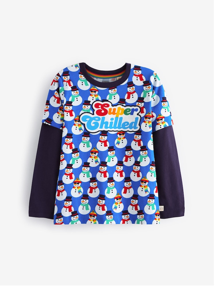 Little Bird by Jools Oliver Blue Long Sleeve Colourful T-Shirt - Image 1 of 8