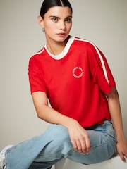 Red 100% Cotton Active Football Graphic T-Shirt - Image 1 of 6