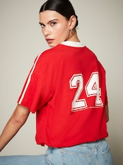Red 100% Cotton Active Football Graphic T-Shirt - Image 2 of 6