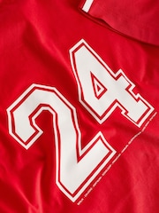 Red 100% Cotton Active Football Graphic T-Shirt - Image 6 of 6