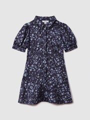 Reiss Navy Print Joanne 4-9 yrs Printed Puff Sleeve Dress - Image 2 of 6