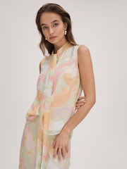 Florere Printed Tie Neck Top - Image 1 of 6