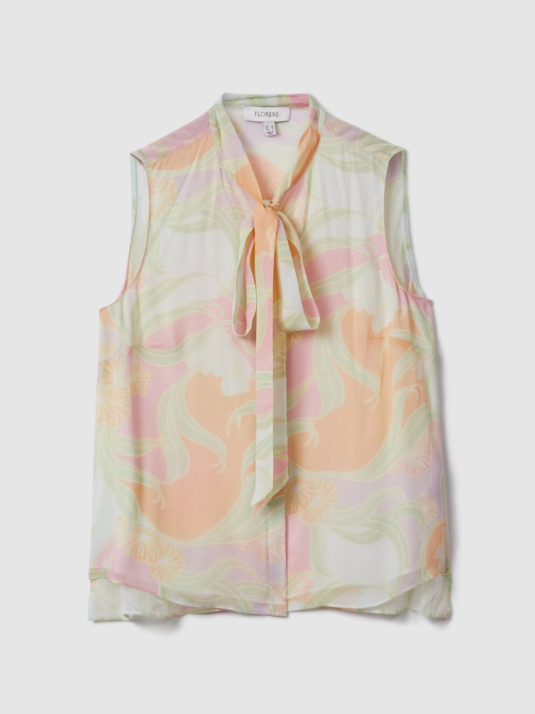 Florere Printed Tie Neck Top - Image 2 of 6