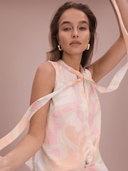 Florere Printed Tie Neck Top - Image 3 of 6