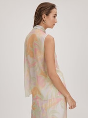 Florere Printed Tie Neck Top - Image 4 of 6
