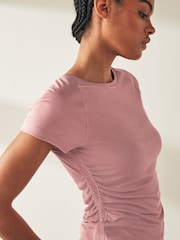 Pink Ruched Side Short Sleeve Top - Image 4 of 6